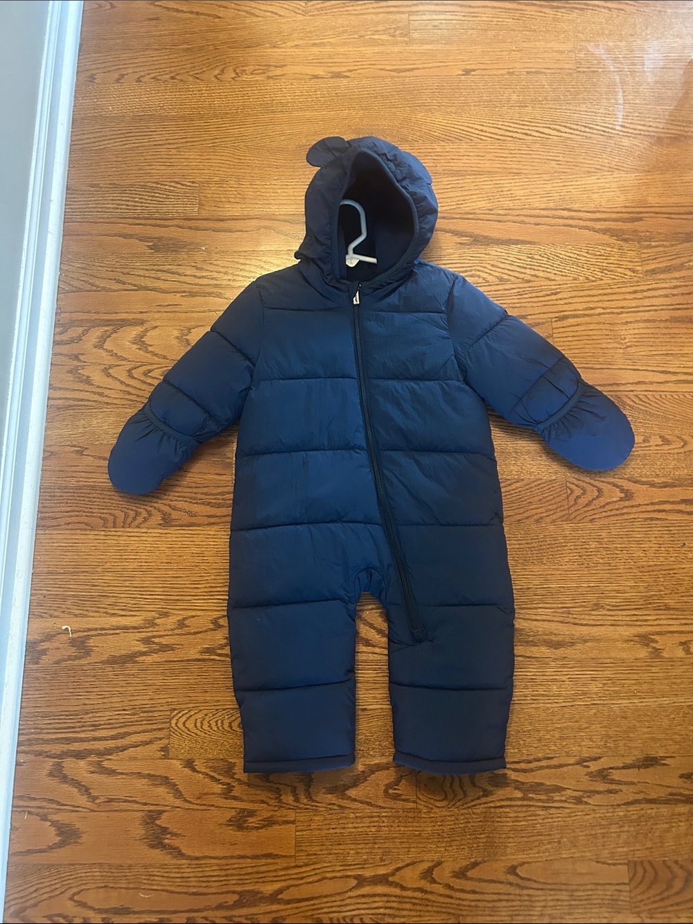 Old Navy Navy Blue Puffer One-Piece Snowsuit with Hood